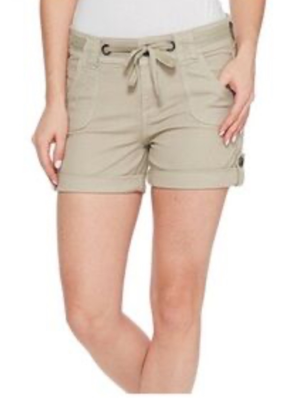 Kut from the Kloth Lace-Up Rolled Hem Jean Shorts - Light Tan